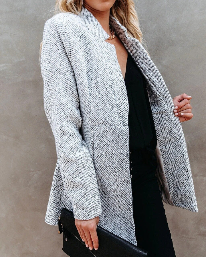 Vivian | Women's Textured Open Front Longline Coat
