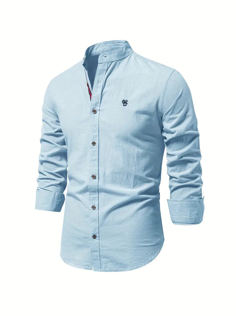 Luca | Men's Mandarin Collar Minimal Button Shirt