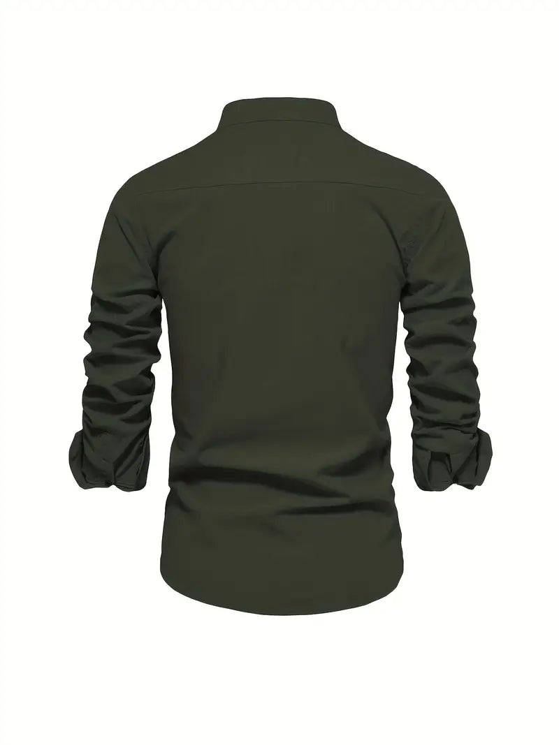 Luca | Men's Mandarin Collar Minimal Button Shirt