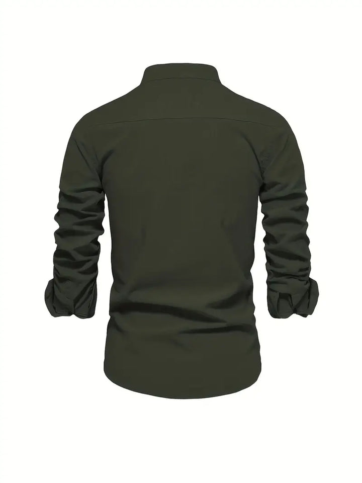 Luca | Men's Mandarin Collar Minimal Button Shirt