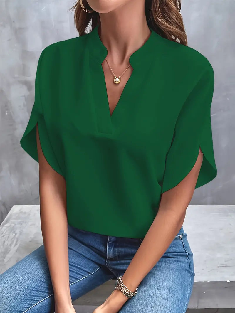 Elara | Women's V-Neck Flutter Sleeve Blouse