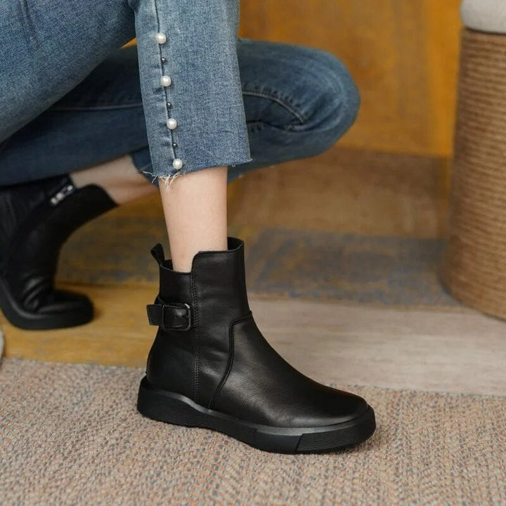 Riley | Women's Leather Platform Buckle Strap Ankle Boots