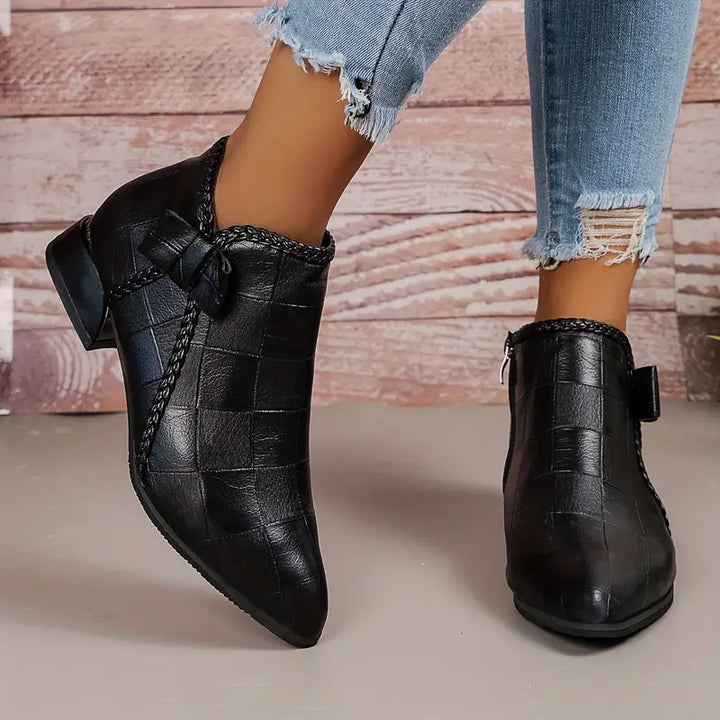 Aria | Women's Textured Leather Side-Zip Ankle Boots