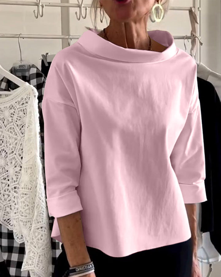 Celine | Women's Draped Cowl Neck Long Sleeve Top