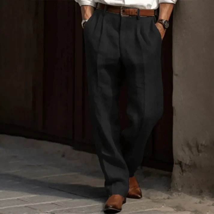 Theo | Men's Pleated Linen Lightweight Trousers