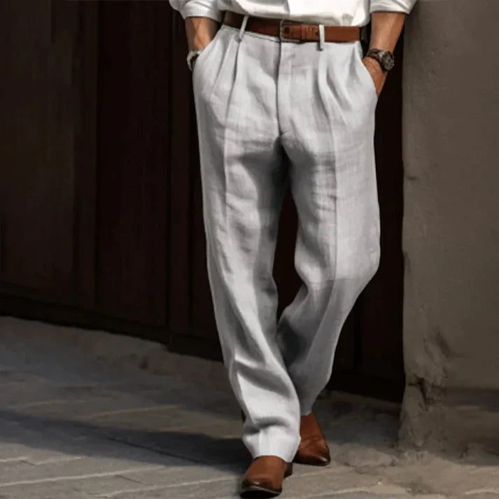 Theo | Men's Pleated Linen Lightweight Trousers