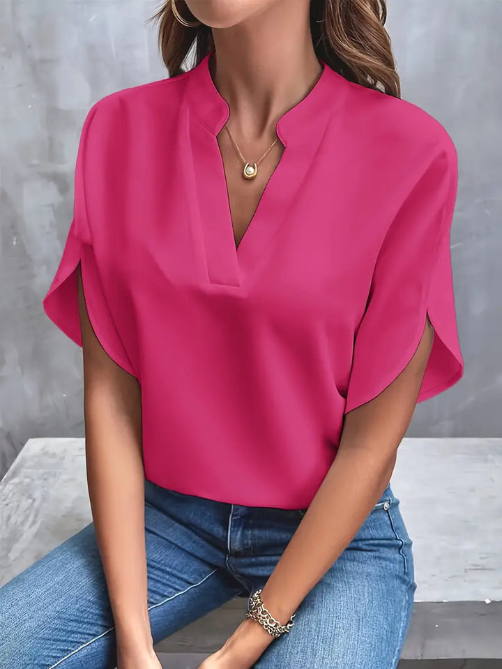 Elara | Women's V-Neck Flutter Sleeve Blouse