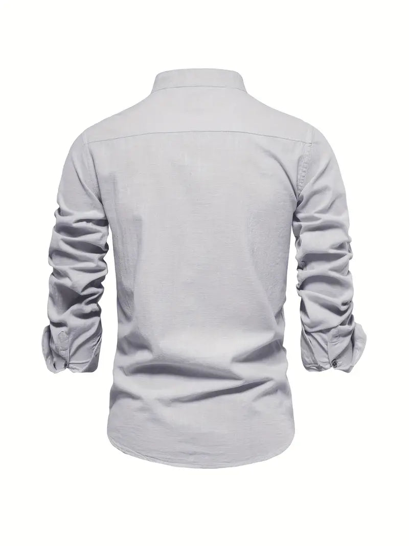 Luca | Men's Mandarin Collar Minimal Button Shirt