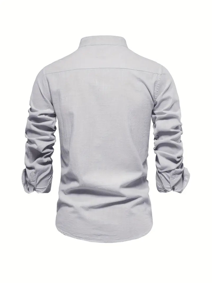Luca | Men's Mandarin Collar Minimal Button Shirt