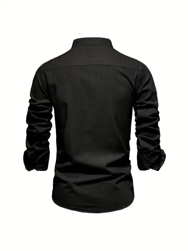 Luca | Men's Mandarin Collar Minimal Button Shirt