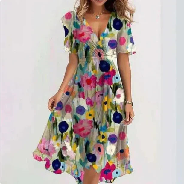 Flora | Women's Flowing Floral Wrap Midi Dress