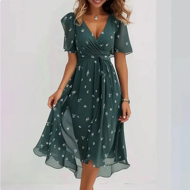 Flora | Women's Flowing Floral Wrap Midi Dress