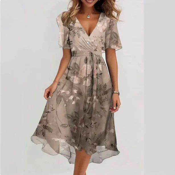 Flora | Women's Flowing Floral Wrap Midi Dress