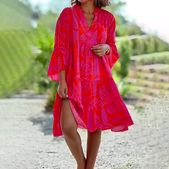 Flora | Women's Bright Floral Tiered Boho Summer Dress