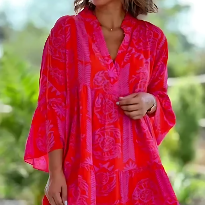Flora | Women's Bright Floral Tiered Boho Summer Dress