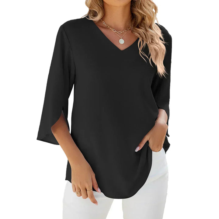 Mila | Women's Relaxed V-Neck Split Sleeve Blouse