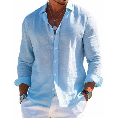 Theo | Men's Breathable Linen Button-Front Shirt