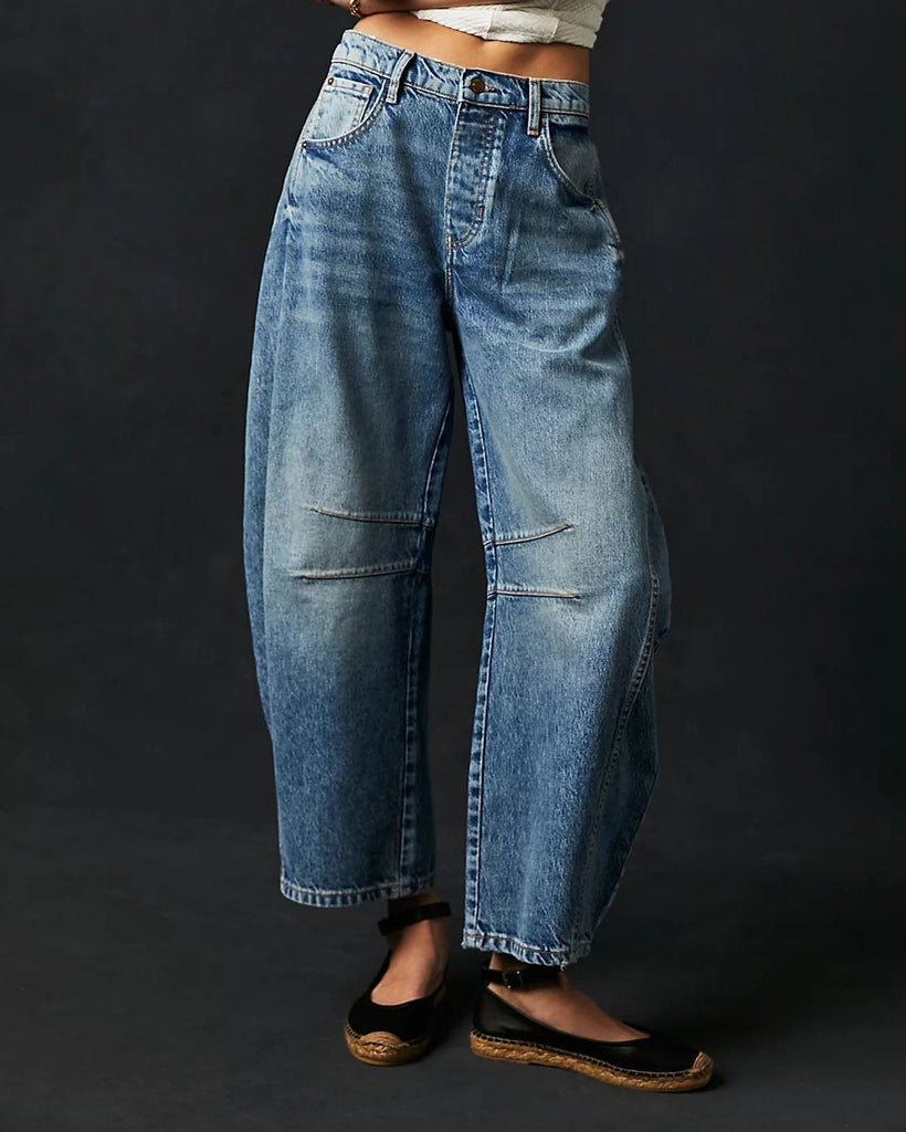 Nina | Women's Relaxed Mid-Rise Barrel Leg Denim Jeans