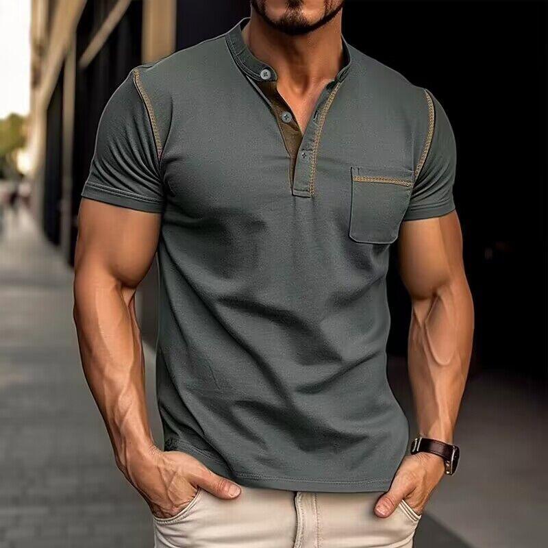 Lucas | Men's Slim-Fit Button Neck Henley T Shirt