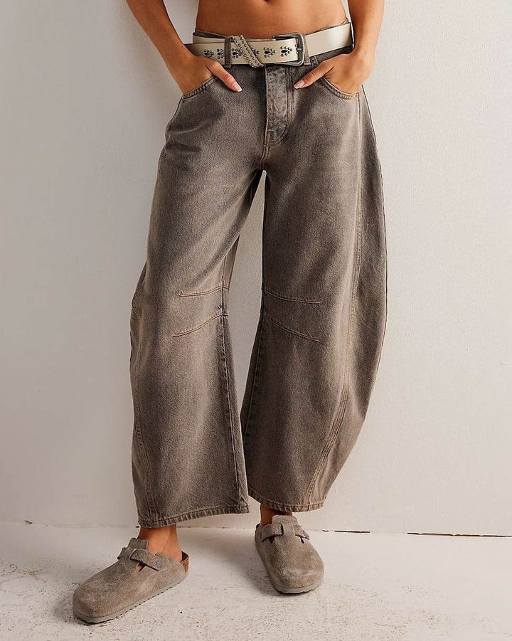 Nina | Women's Relaxed Mid-Rise Barrel Leg Denim Jeans