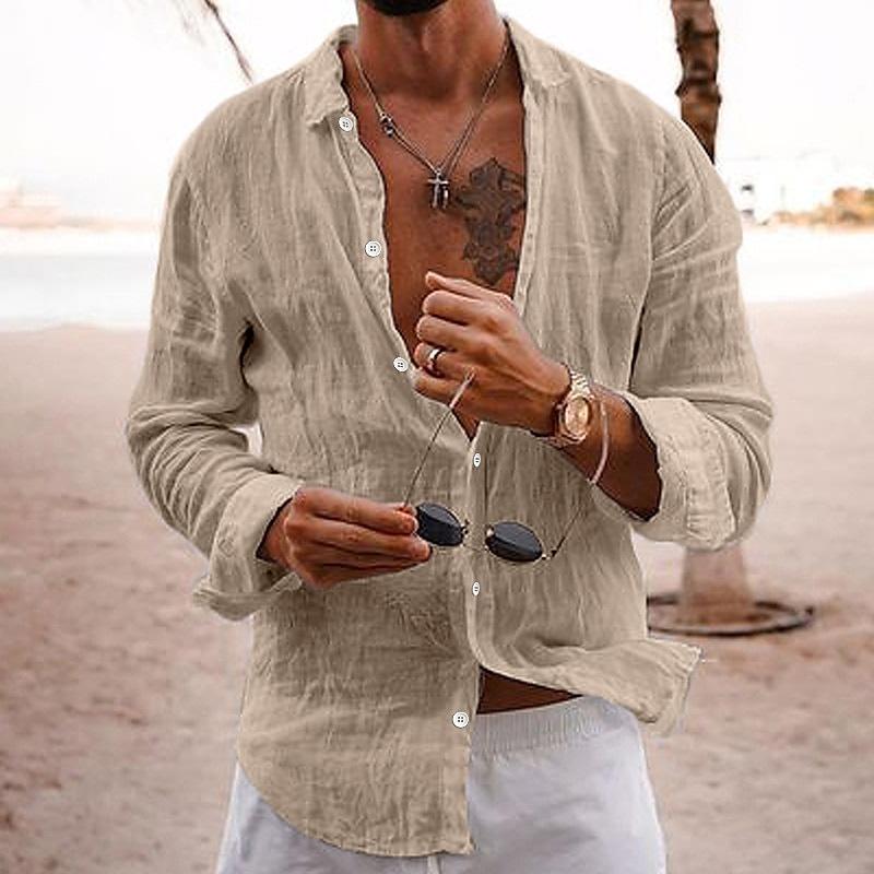 Adrian | Men's Relaxed Fit Linen Button Front Shirt