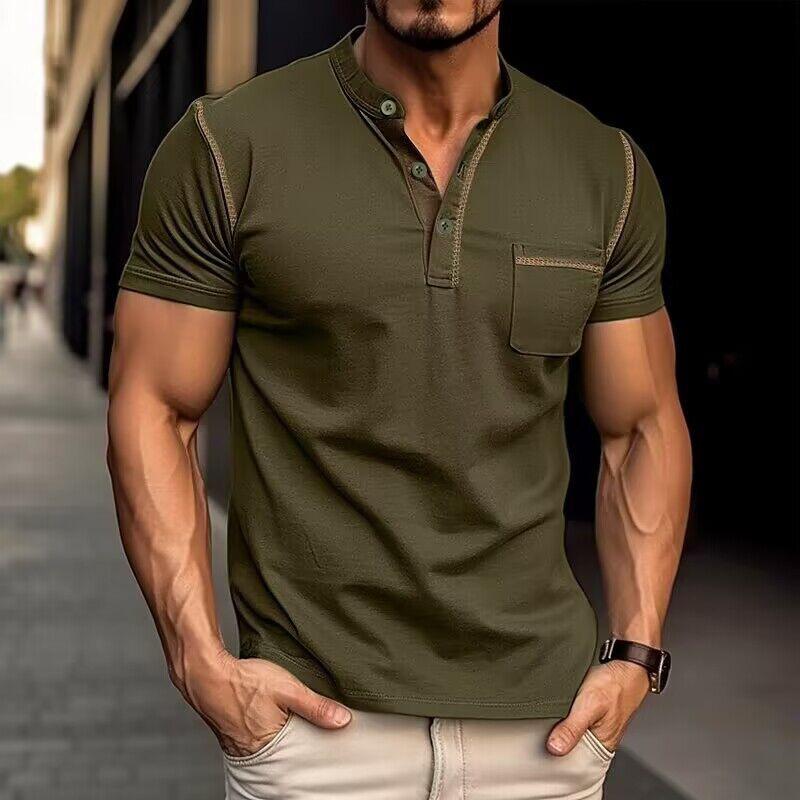 Lucas | Men's Slim-Fit Button Neck Henley T Shirt