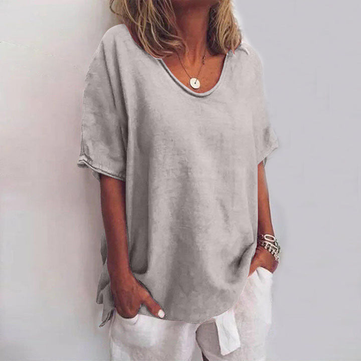 Sienna | Women's Oversized Linen V-Neck Top