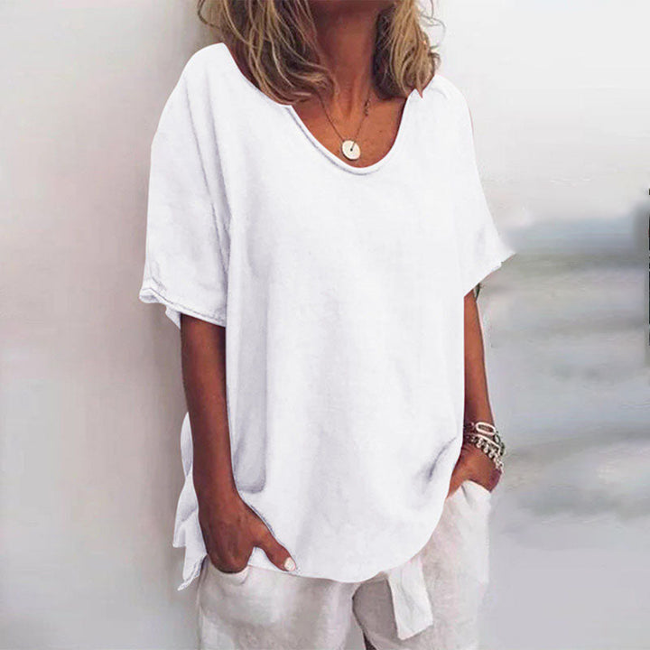 Sienna | Women's Oversized Linen V-Neck Top