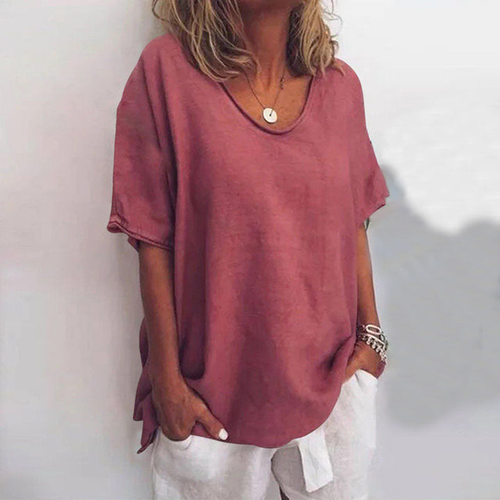 Sienna | Women's Oversized Linen V-Neck Top