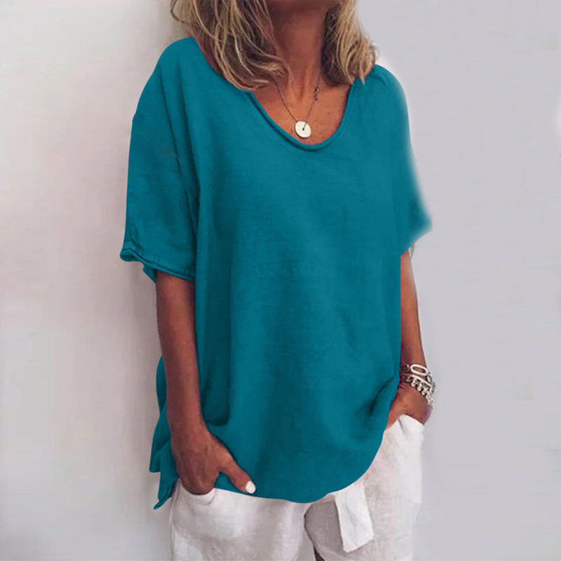 Sienna | Women's Oversized Linen V-Neck Top