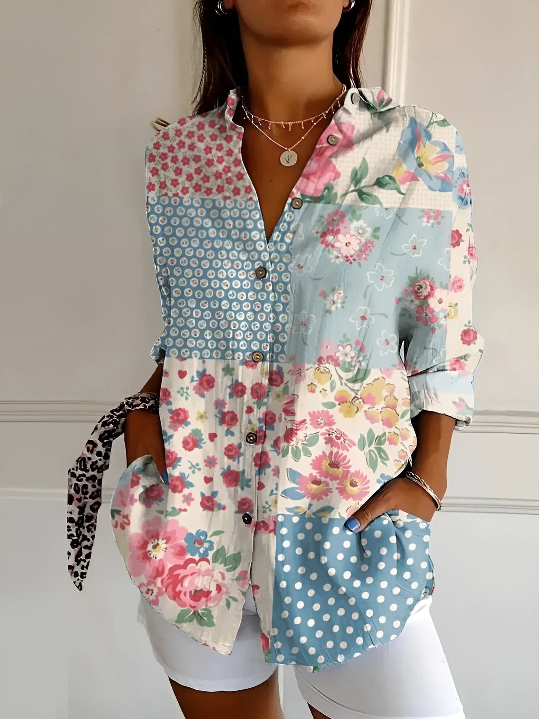 Lila | Women's Printed Long Sleeve Button Front Shirt