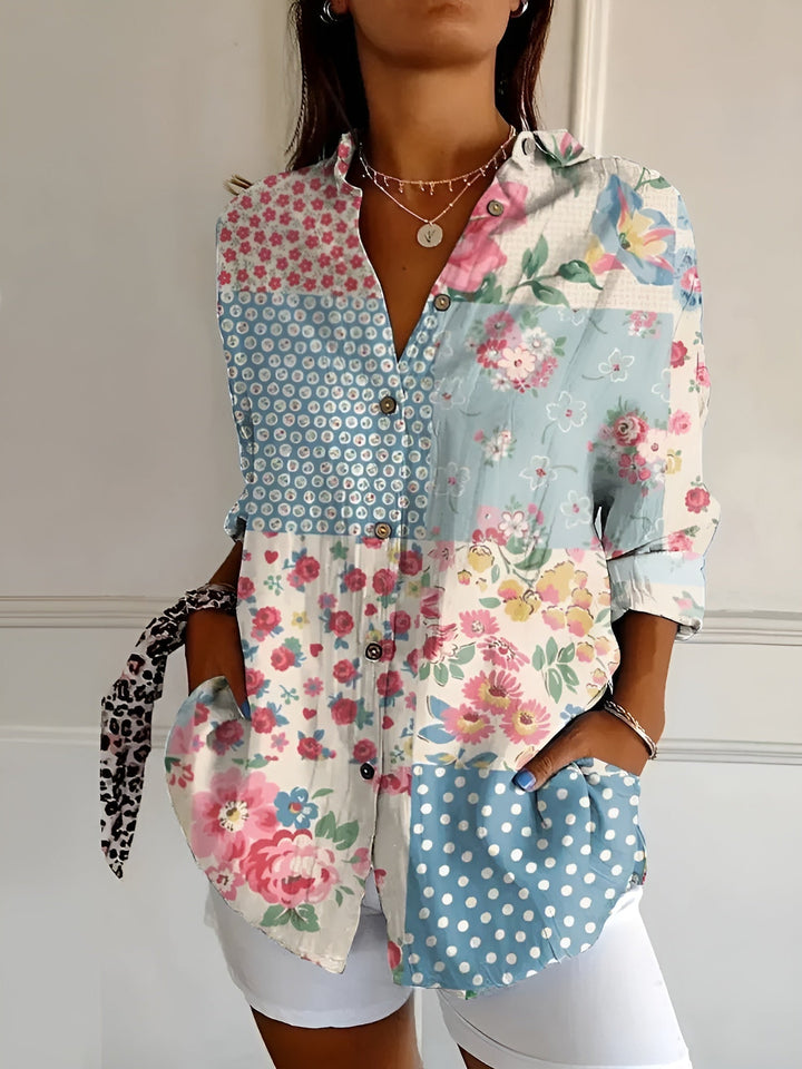 Lila | Women's Printed Long Sleeve Button Front Shirt