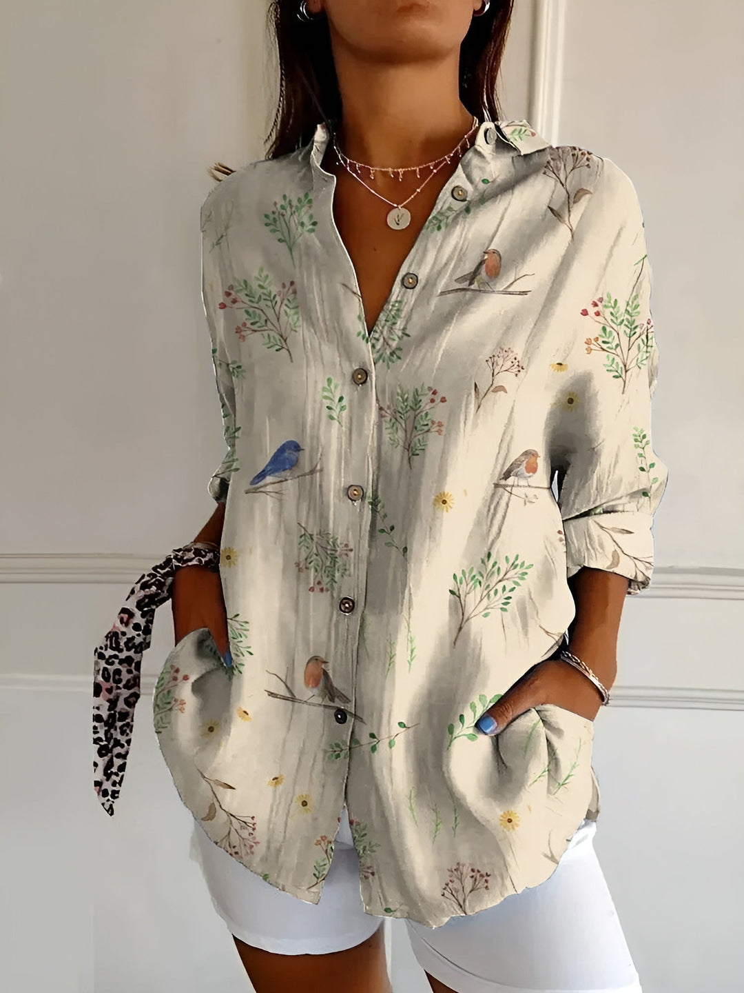 Lila | Women's Printed Long Sleeve Button Front Shirt
