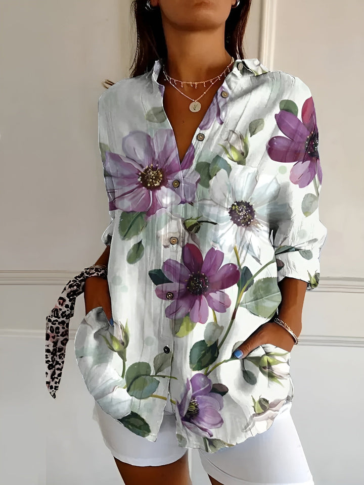Lila | Women's Printed Long Sleeve Button Front Shirt