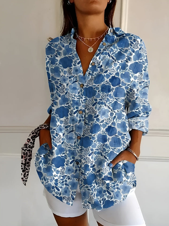 Lila | Women's Printed Long Sleeve Button Front Shirt
