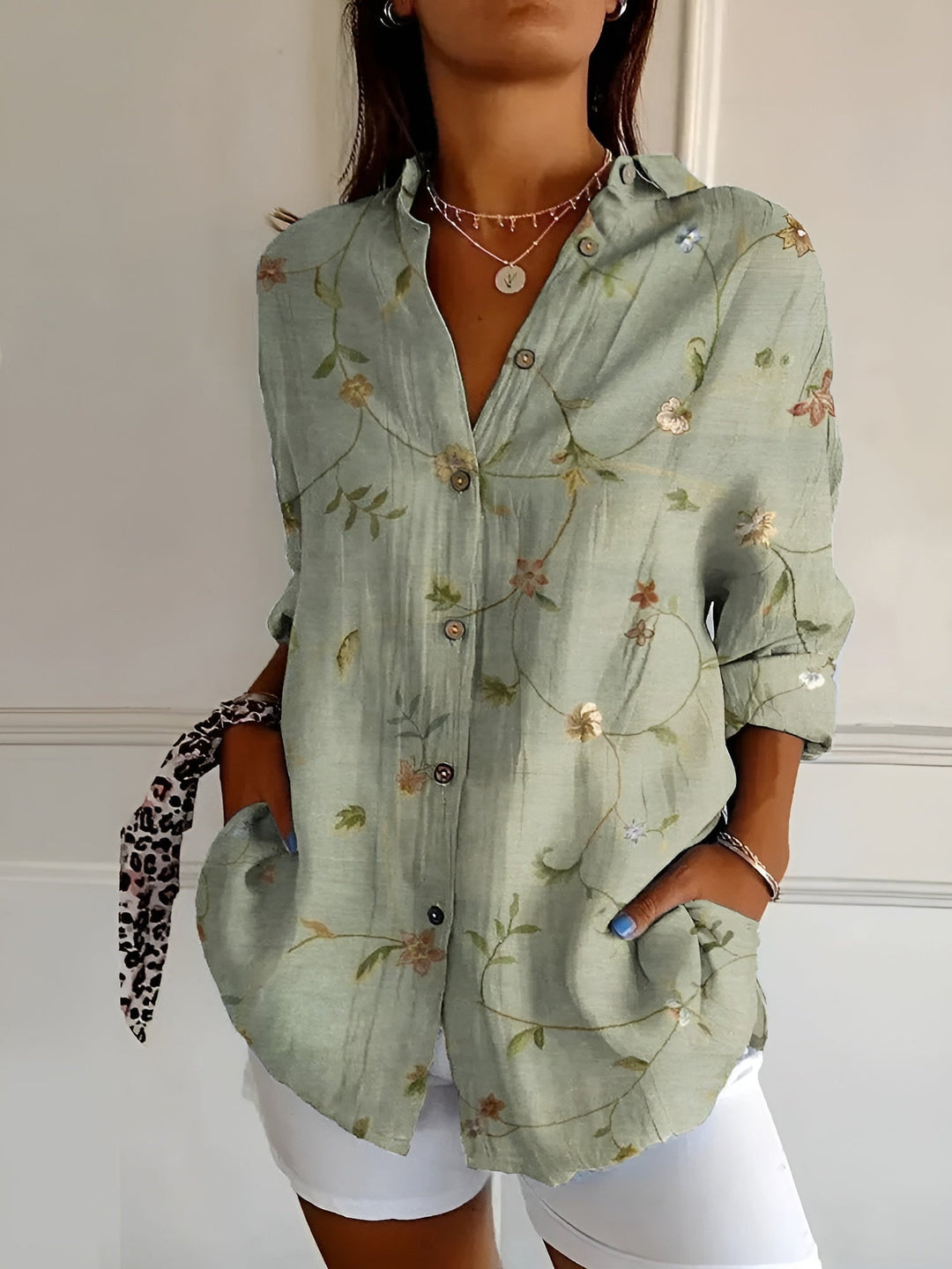 Lila | Women's Printed Long Sleeve Button Front Shirt