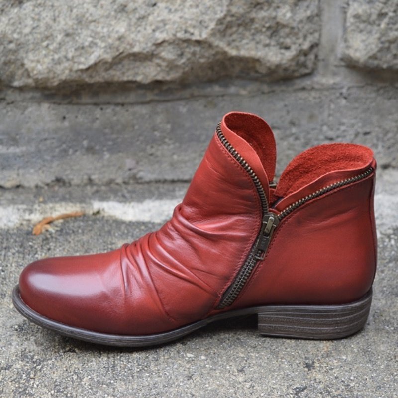 Hazel | Women's Block Heel Ankle Boots With Zipper