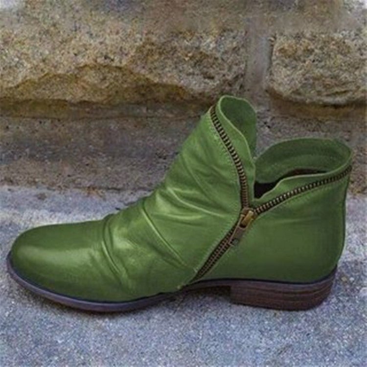 Hazel | Women's Block Heel Ankle Boots With Zipper