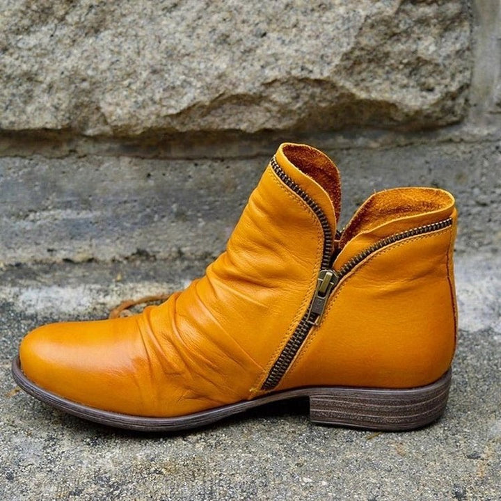 Hazel | Women's Block Heel Ankle Boots With Zipper