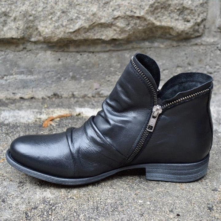 Hazel | Women's Block Heel Ankle Boots With Zipper
