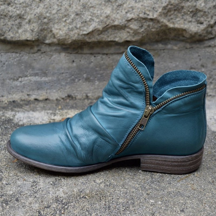 Hazel | Women's Block Heel Ankle Boots With Zipper