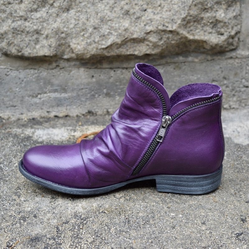 Hazel | Women's Block Heel Ankle Boots With Zipper