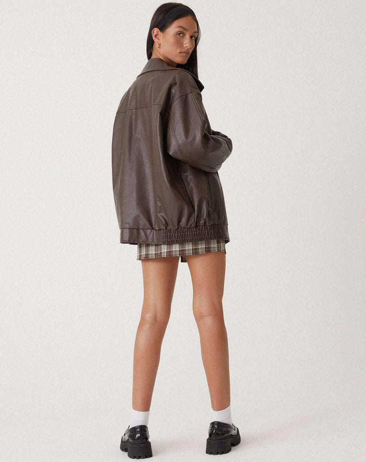 Vera | Women's Oversized Faux Leather Bomber Jacket