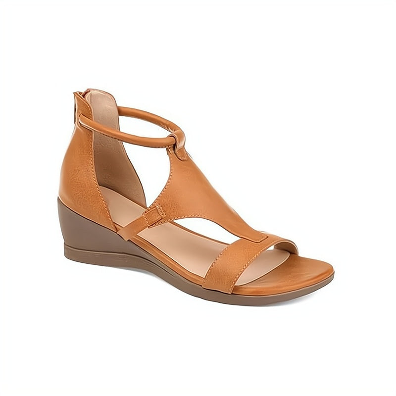Nora | Women's Elegant T-Strap Wedge Heel Sandals
