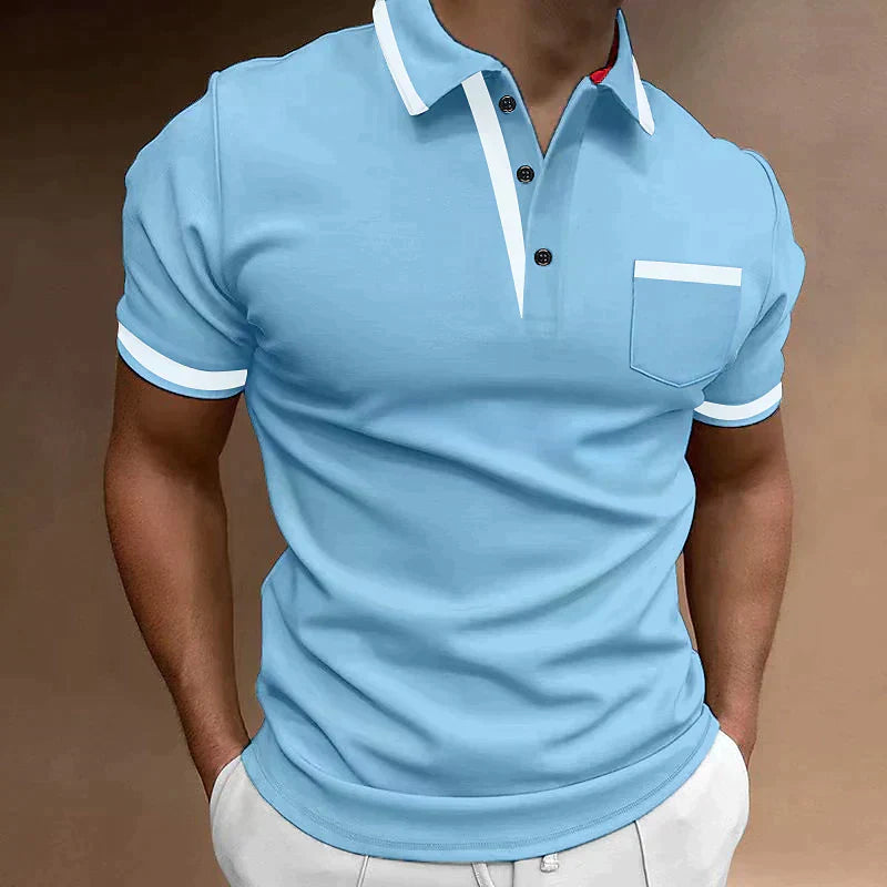 Noah | Men's Contrast Collar Trim Short Sleeve Polo Shirt