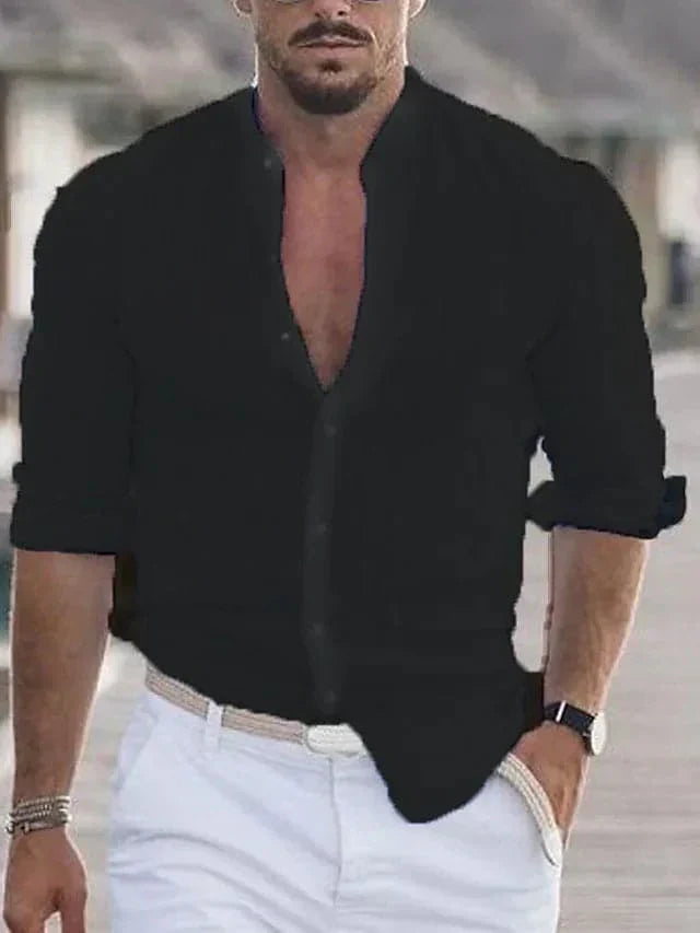 Theo | Men's Lightweight Linen Button Front Shirt