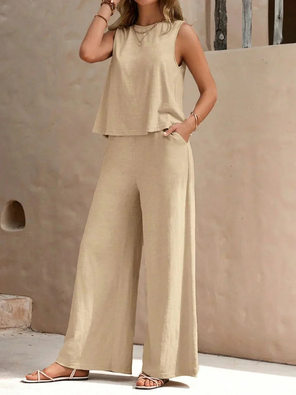 Mila | Women's Sleeveless Top & Wide Leg Co-Ord Set