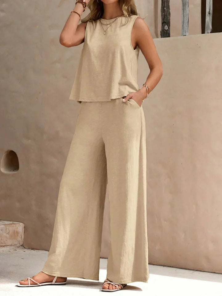 Mila | Women's Sleeveless Top & Wide Leg Co-Ord Set
